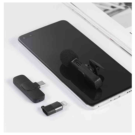 K9 Dual Microphone Mic Plug & Play Usb Type C & Ios Wireless Lavalier Microphone Auto Sync Noise Reduction No App Or Bluetooth Needed- Dual Mic