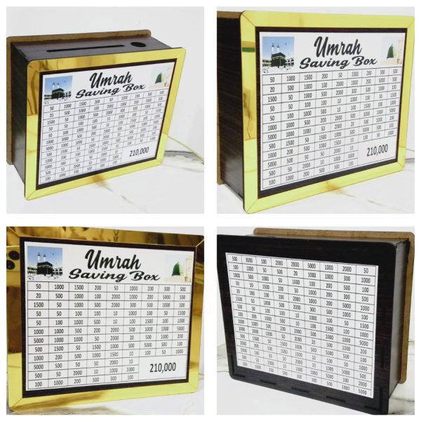 Umrah Saving Box – Box For Umrah Saving | Umrah Saving Box – Best Quality Umrah Saving Box – Umrah Saving Box, Wooden Money Box For Umrah – 210,000