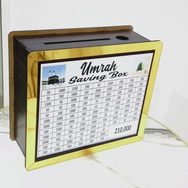 Umrah Saving Box – Box For Umrah Saving | Umrah Saving Box – Best Quality Umrah Saving Box – Umrah Saving Box, Wooden Money Box For Umrah – 210,000