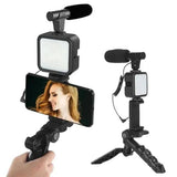 Ay-49 Vlogger Video Making Kits Vlog Microphone Led Fill Light Mini Tripod Mobile Holder With Remote Good Quality